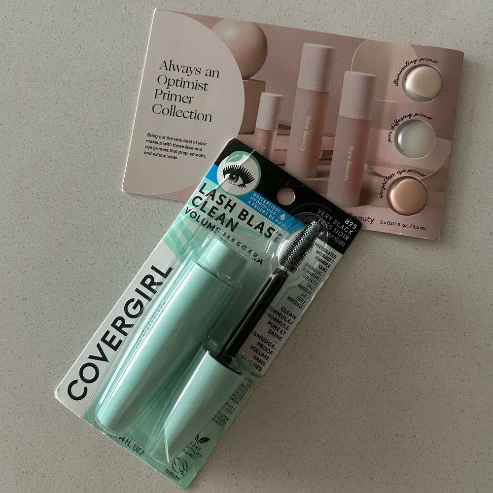 Covergirl Lash Blast Clean Waterproof Mascara and Rare Beauty Primer Samples